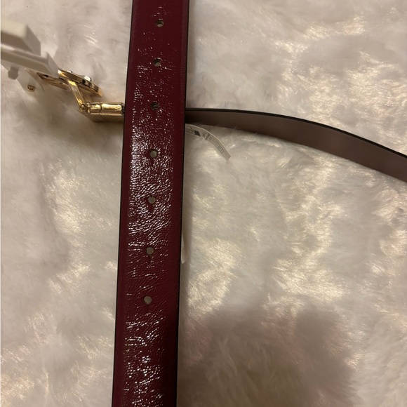 Michael Kors Burgundy Belt with Gold MK Buckle - Picture 3 of 3